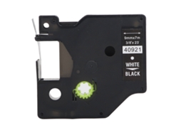 Cinta para Etiquetadora de 9mm de Ancho Y 23 Pies de Largo, Impermeable Y Resistente Al Aceite para Dymo160, Dymo210d, Dymopnp, Blanco Sobre Negro