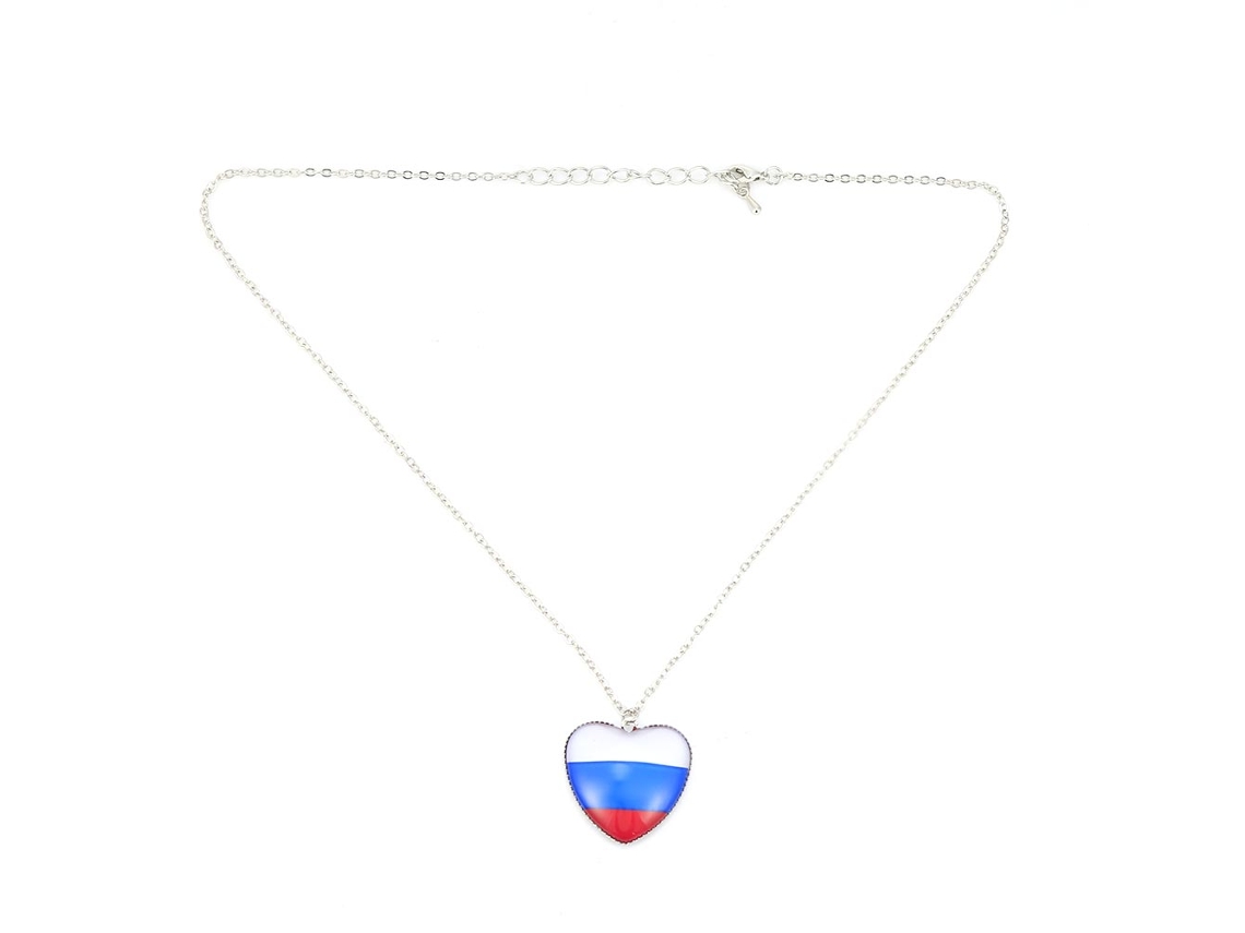Colar De Cobre Pendente Coração Bandeira Mundial