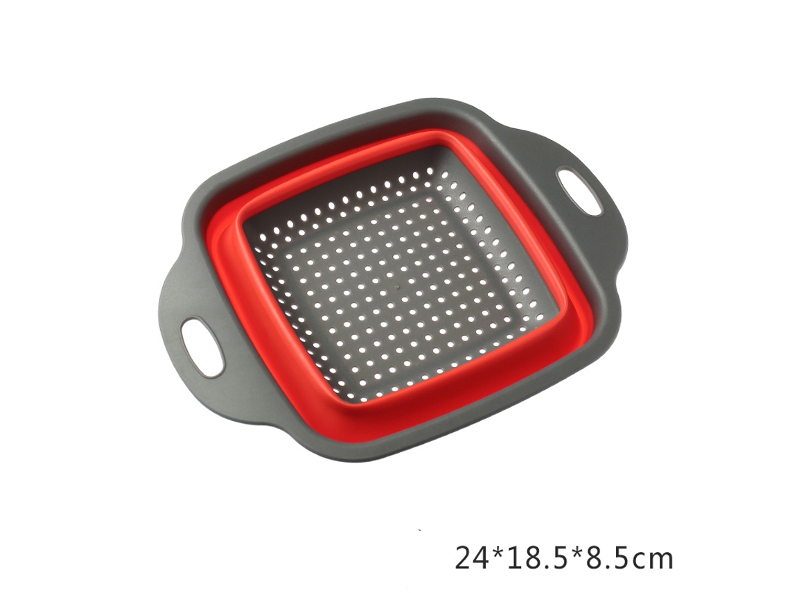 Cesto Dobrável para Lavar Legumes, Filtro Portátil para Frutas e Verduras, Removível e Dobrável MDUG (vermelho Pequeno)