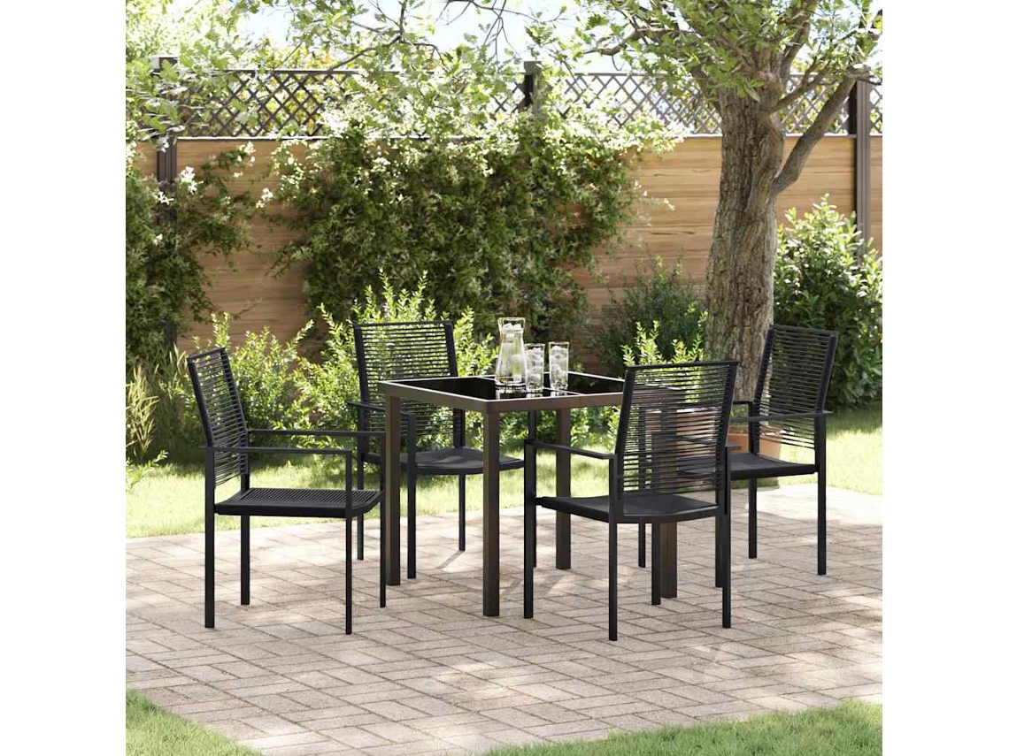 Vidaxl Conjunto De Jantar Para Jardim 5 Unid. Preto Aço Revestido A Pó