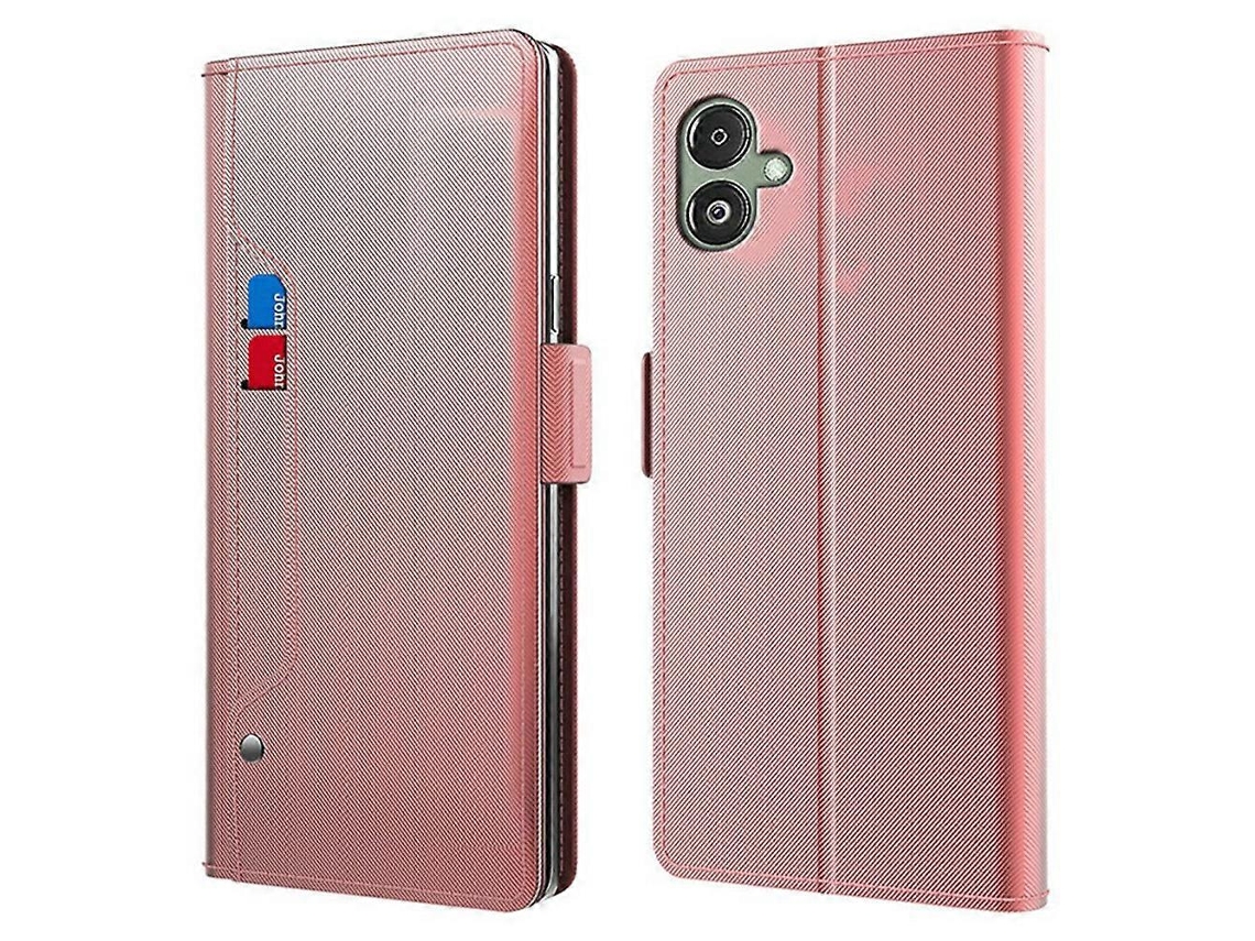 Capa Tkdaddy Para Samsung Galaxy A07 4g Com Suporte Em Couro Sintético E Porta-cartões Espelhado E Dourado Rosa