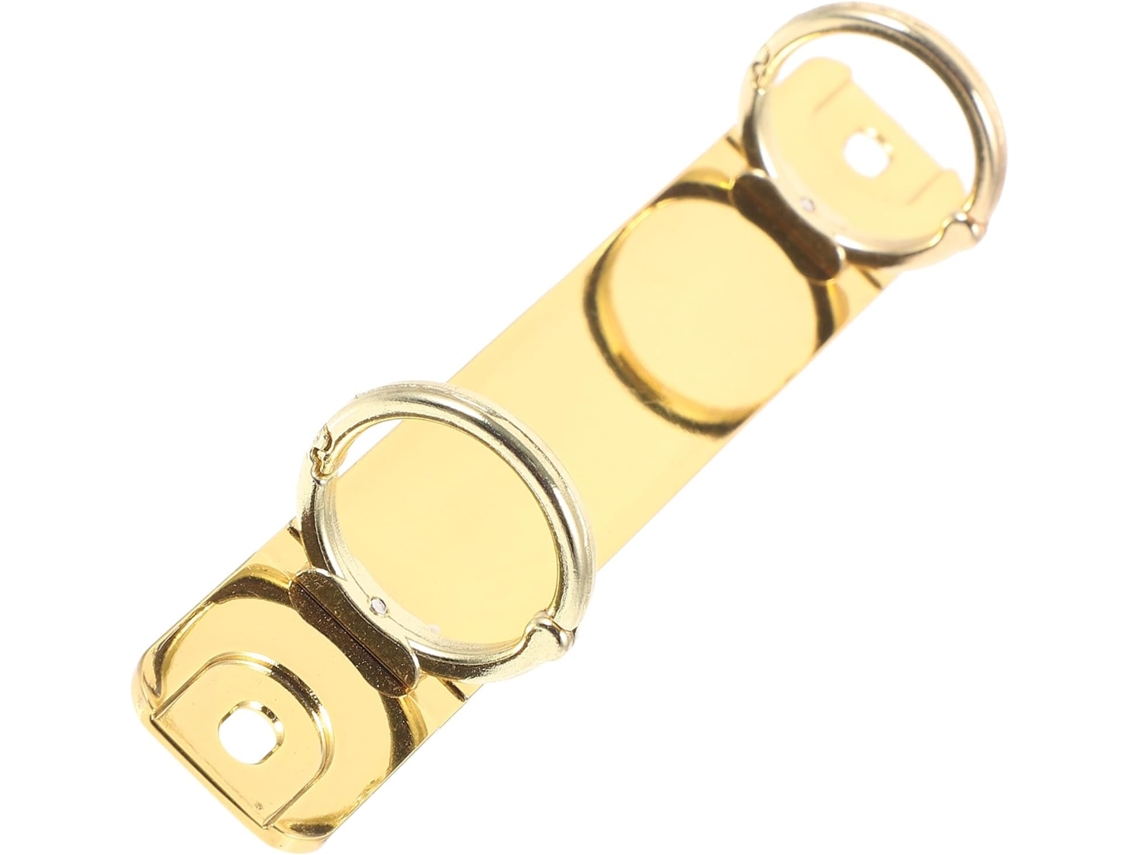 Clipe de metal dourado para acorrentamento, ideal para adicionar ou remover pastas de documentos.
