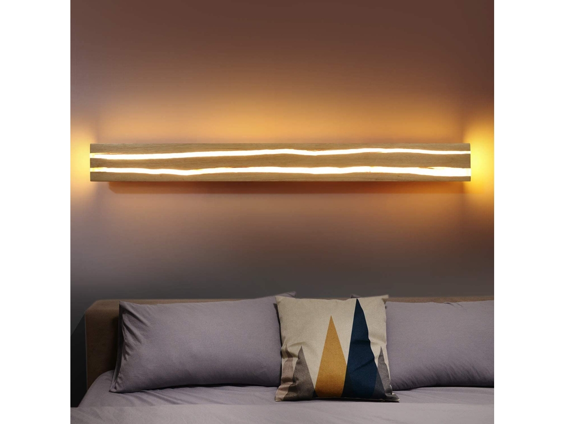 Aplique Led De Parede Nttlife Aplique De Madeira 16w 100cm Nettlife