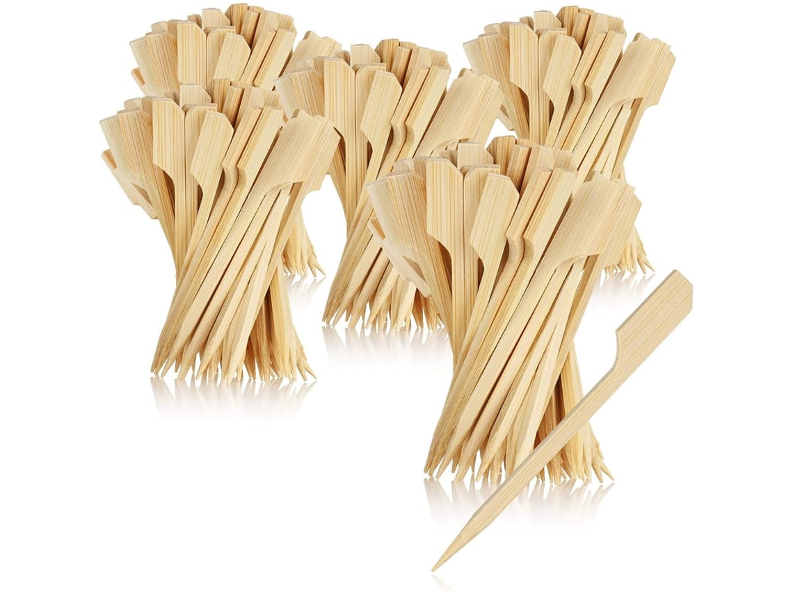 500 Espetos De Bambu Para Finger Food - Espetos De Madeira Bi-pontos - 9cm Com Dentes