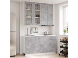 Vidaxl Unidade De Cozinha Lyon 4 Pcs Cinzento Cimento