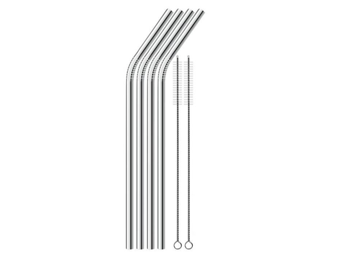 Conjunto de 6 palhinhas angulares em aço inoxidável - L 215 mm VISIODIRECT