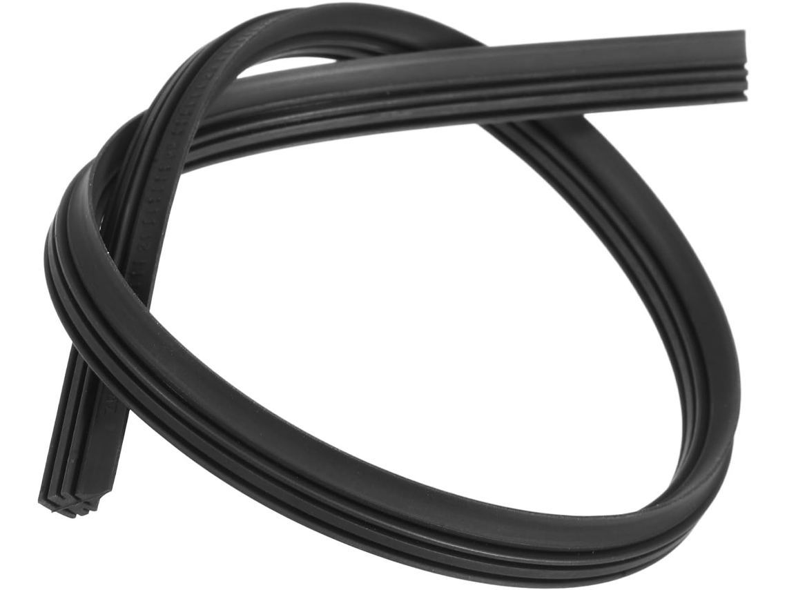 Refil de escova de limpeza de vidro de silicone preto de três segmentos, tira de limpeza