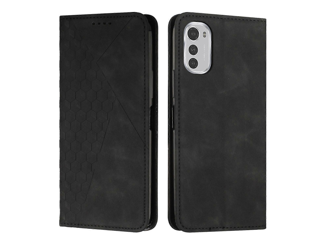 Capa Magnética Para Celular Motorola Moto E32 4g/e32s Com Estampa De Diamante E Textura Que Imita Pele.