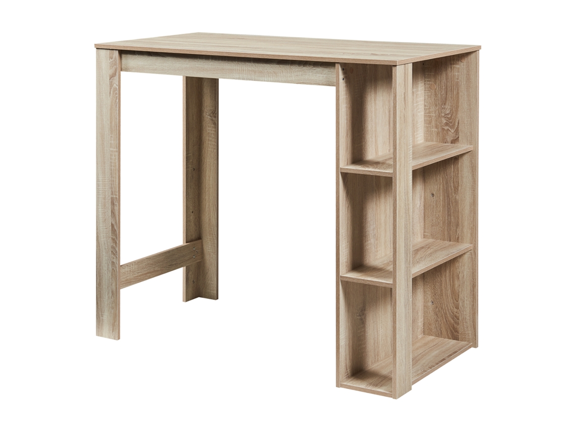 Mesa De Bar Danderyd Com 3 Prateleiras 120x60x106 Cm Aspeto Carvalho [EN.CASA]