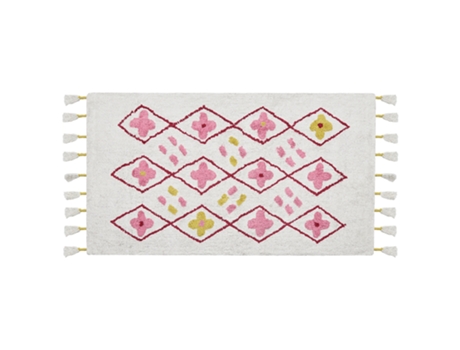 Tapete infantil em algodão branco e rosa 80 x 150 cm CAVUS
