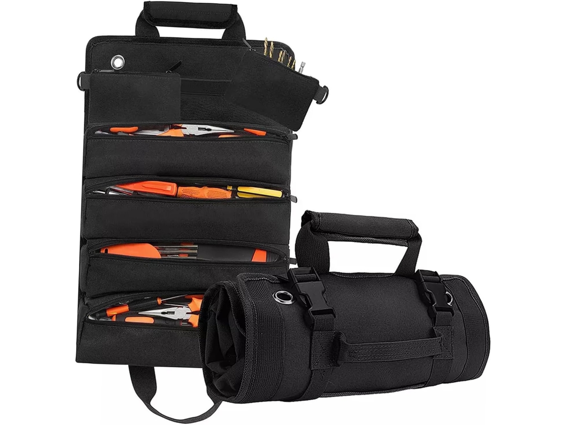 Kit De Ferramentas Para Carro Enrolável, Organizador Resistente Em Tecido Oxford Preto |