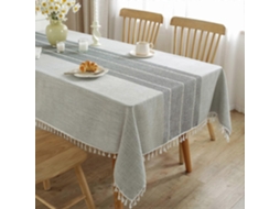 Toalha De Mesa De Algodão E Linho, À Prova Dágua, Sem Rugas, Estilo Country, Tecido Macio, Cinza, 140 Cm X 178 Cm, Para 4 A 6 Pessoas