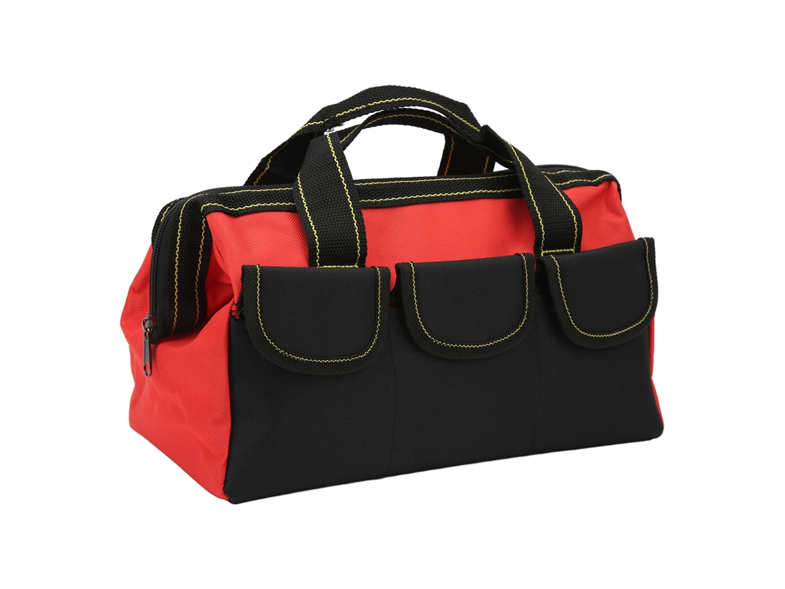 Bolsa De Ferramentas Oxford De 13 Polegadas, Impermeável, Com Abertura Larga, Para Uso Doméstico Ou Em Oficinas, Vermelha