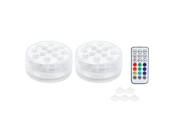 2pcs Lâmpada Subaquática Magnética Ip68 Rgb Led com Controle Remoto e Ventosas para Piscina | S/MARCA