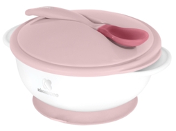Tigela com Ventosa e Colher Sensível Ao Calor KIKKABOO Rosa