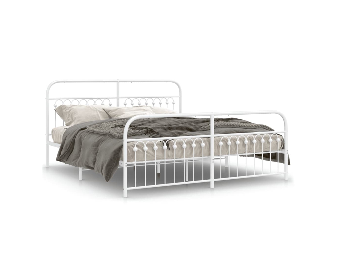 Bed Frame, Bed Frames Vidaxl Branco Aço (183 X 203 Cm)