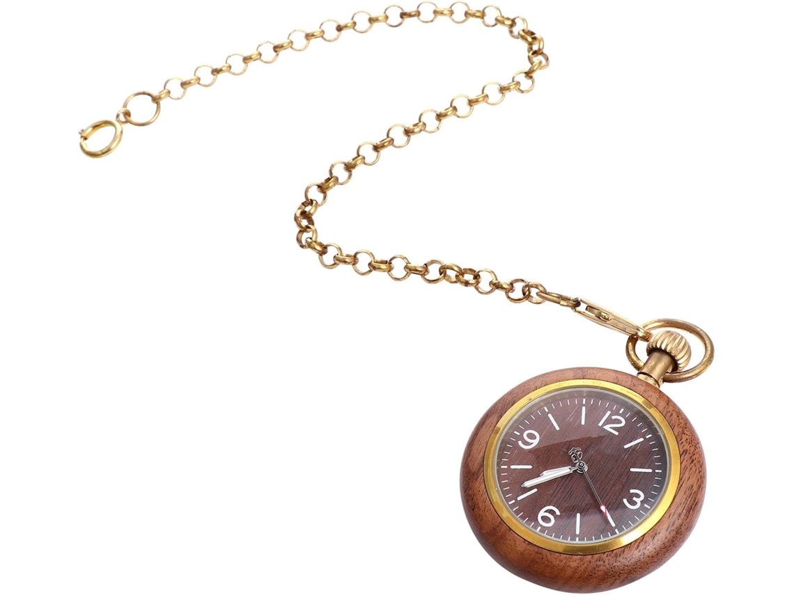 Relógio Vintage Bolsa Quartzo Caixa Metálica Madeira GOKOCO