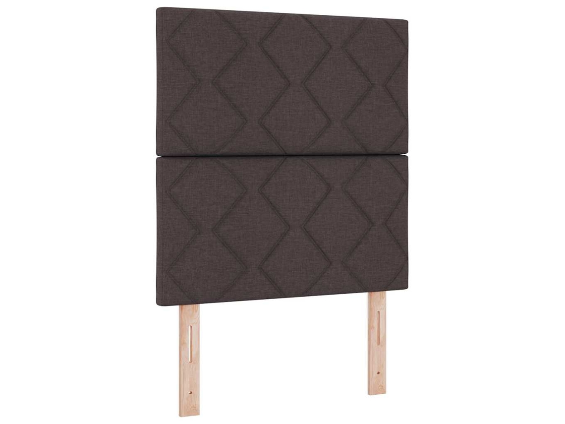 Cama De Solteiro | Camas Para Quarto | Cama Box Spring Led Marrom Escuro 80 X 200 Cm Tecido