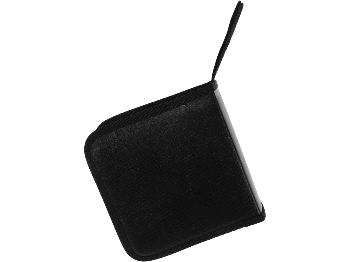 Capa Protetora Preta Em Pu Para 40 Cds, Com Proteção Contra Poeira.