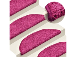 Vidaxl Tapetes De Escada 15 Peças 56x17x3 Cm Rosa Semicircular