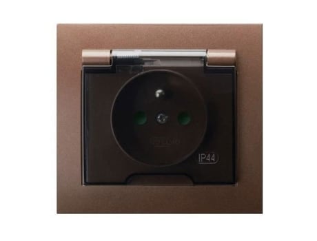 Tomada 2P e À Prova D'Água Ip44 Tipo e Persianas Aba Transparente Marrom OSPEL Kier Gph-1Wzp-52-D