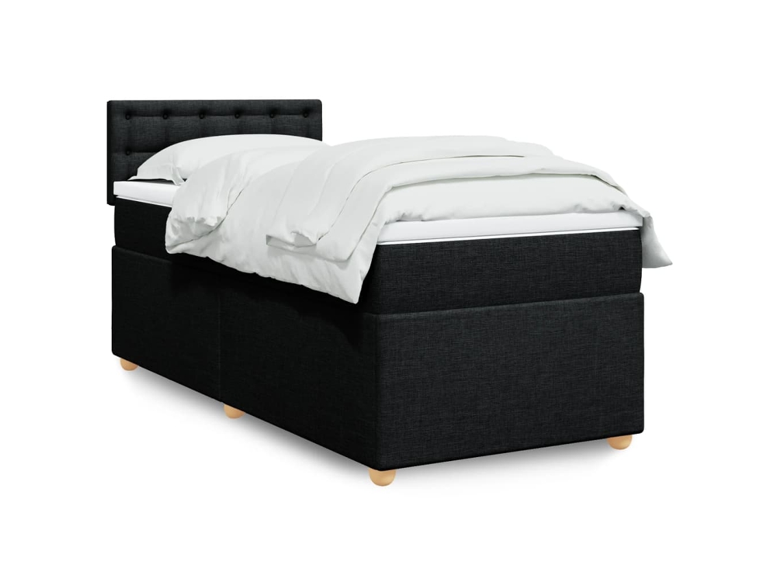 Vidaxl Cama Com Molas/colchão 100x200 Cm Tecido Preto