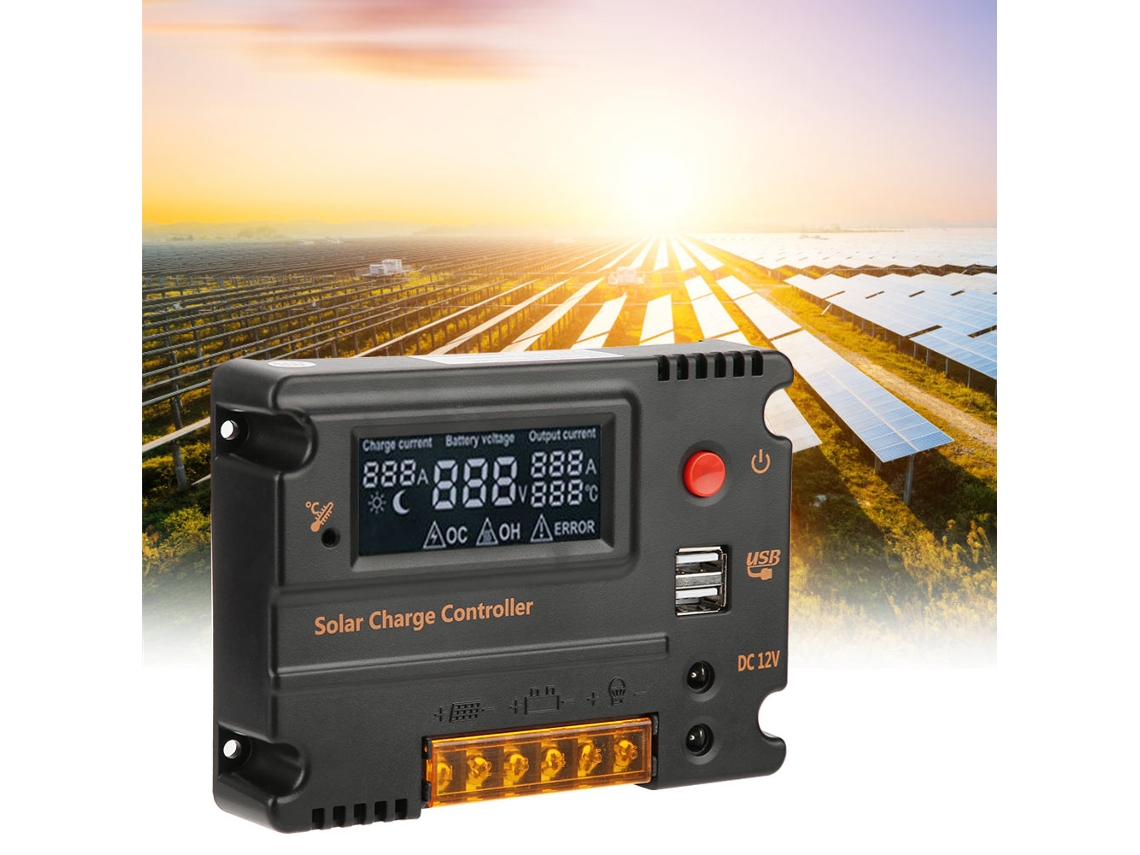 Controlador Solar 12v Lcd Inteligente 10a Com Display