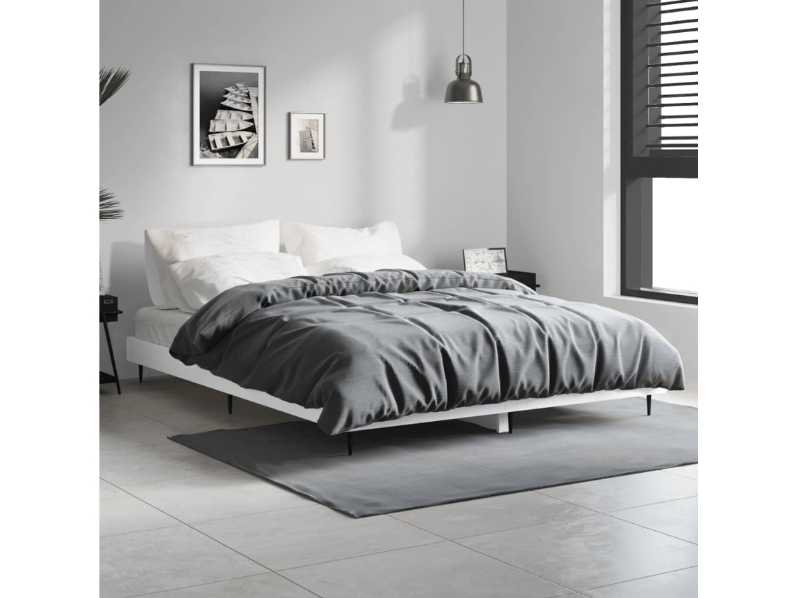 Vidaxl Estrutura de Cama 140x190 Cm Derivados de Madeira Branco