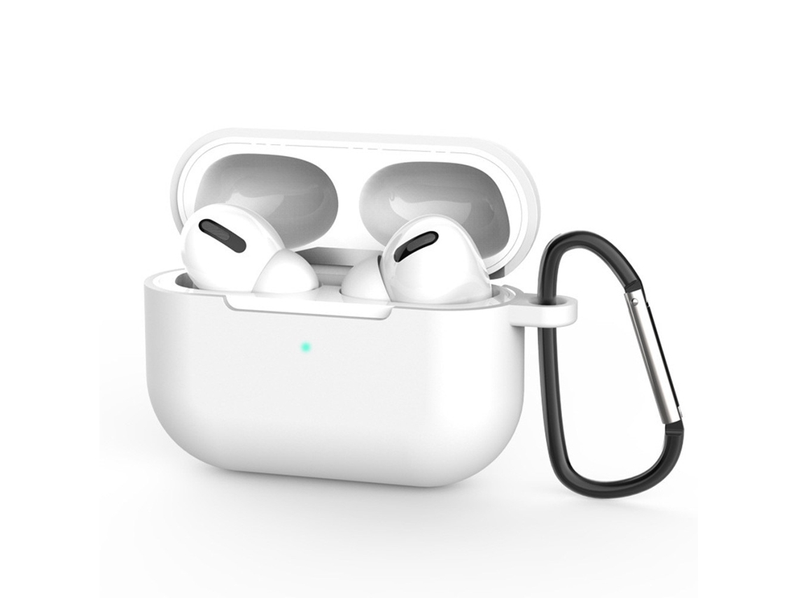 Capa Zruxe Para Airpods Pro 3 Budshield Slim Silicone Branca (carabineira, Carregamento Sem Fios, Decote Led)