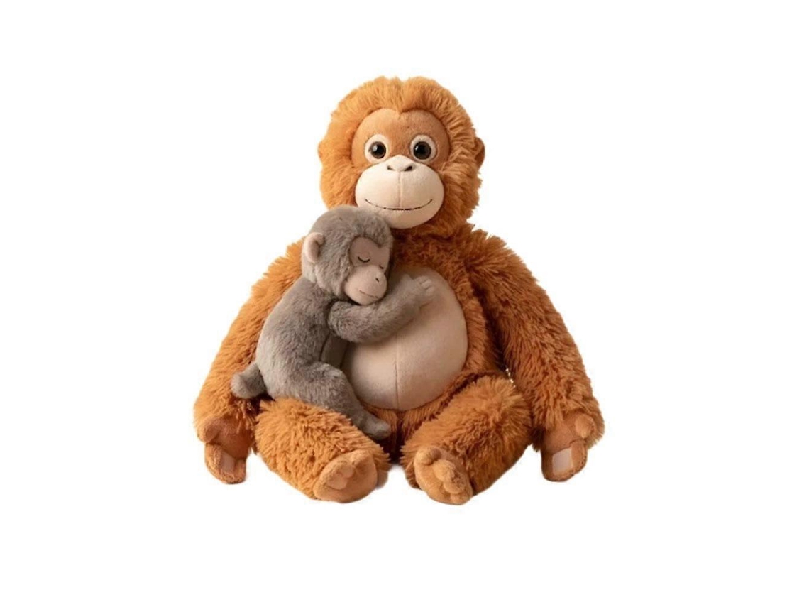 Pelúcia De Orangotango 35cm Cinza Marrom Macaco Bebê