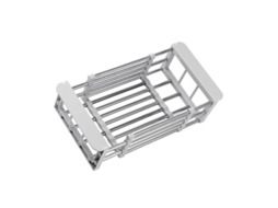 Suporte retrátil para pratos em aço inoxidável, com cesto para abacaxi, frutas e louças, da marca Di-aquaforge.