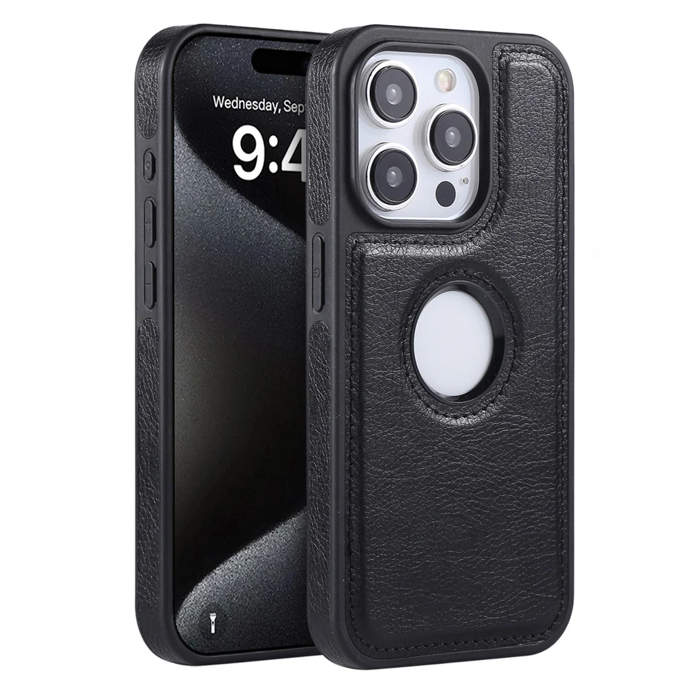 Capa De Luxo Para Celular Em Couro Pu Para Iphone 15 Pro (preta)