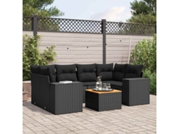 Vidaxl 7 Pcs Conjunto de Sofás P/ Jardim C/ Almofadões Vime Pe Preto