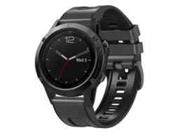 Bracelete para Garmin couro e silicone com liberação rápida e fivela de aço preta cinza carvão XIAOMOYU