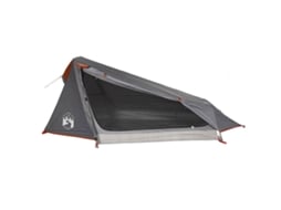 Tenda de Campismo Túnel P/ 1 Pessoa Impermeável VIDAXL Cinza/Laranja