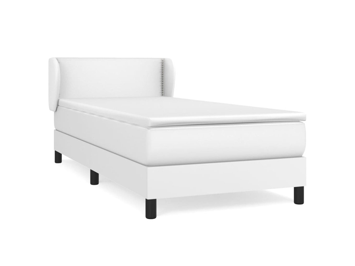 Cama com Molas Couro Artificial Branco MAISON EXCLUSIVE 100x200 cm
