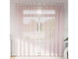 Vidaxl Cortinas De Voile Com Laços 2 Pcs Rosa-claro 140x245 Cm