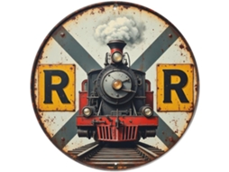 Placa Metálica Redonda Retrô Com Trem E Ferrovia Enferrujados Para Bar, Casa, Escritório, Espaço Masculino, 20