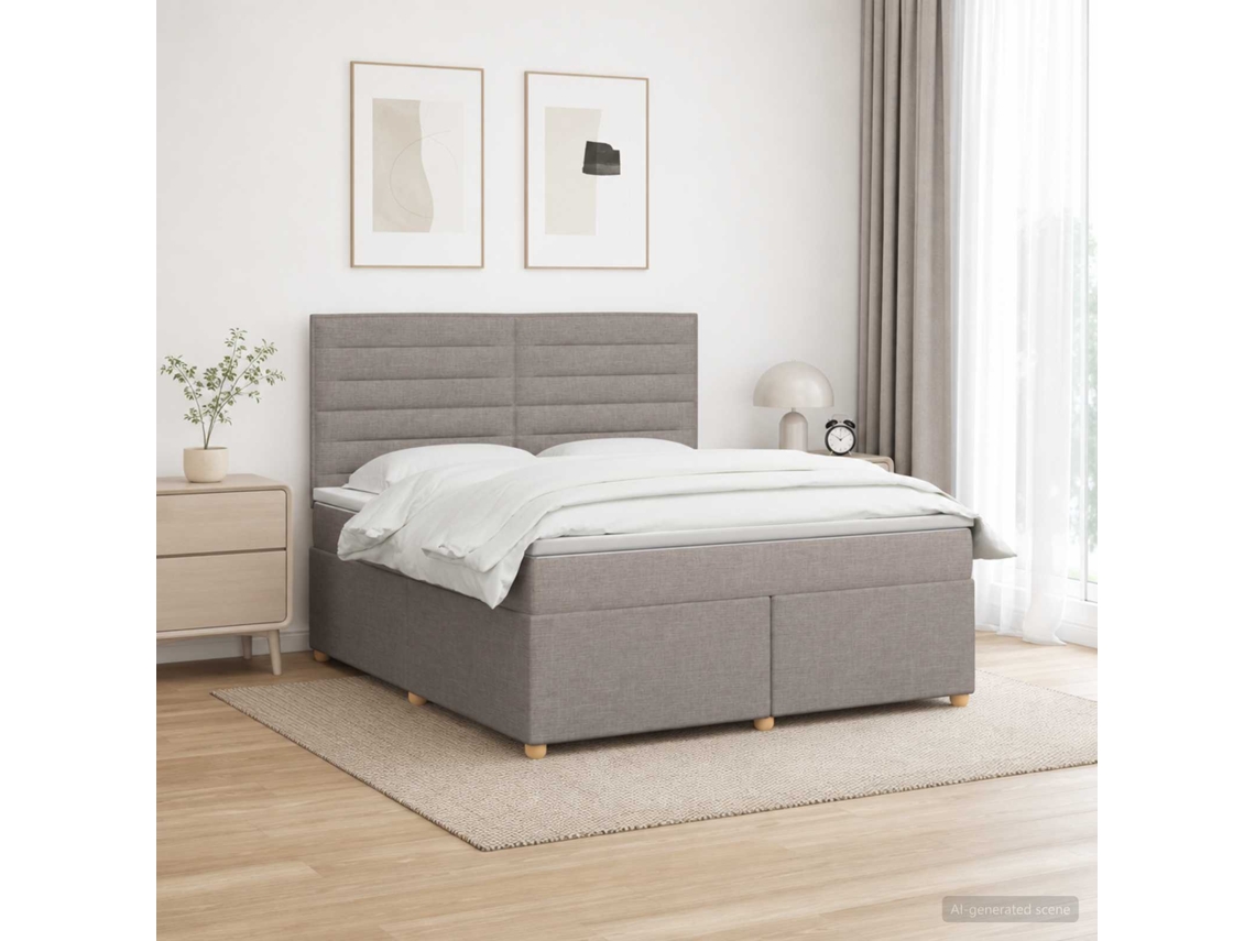 Vidaxl Cama Box Spring Com Colchão Cinzento-acastanhado 140 X 200 Cm