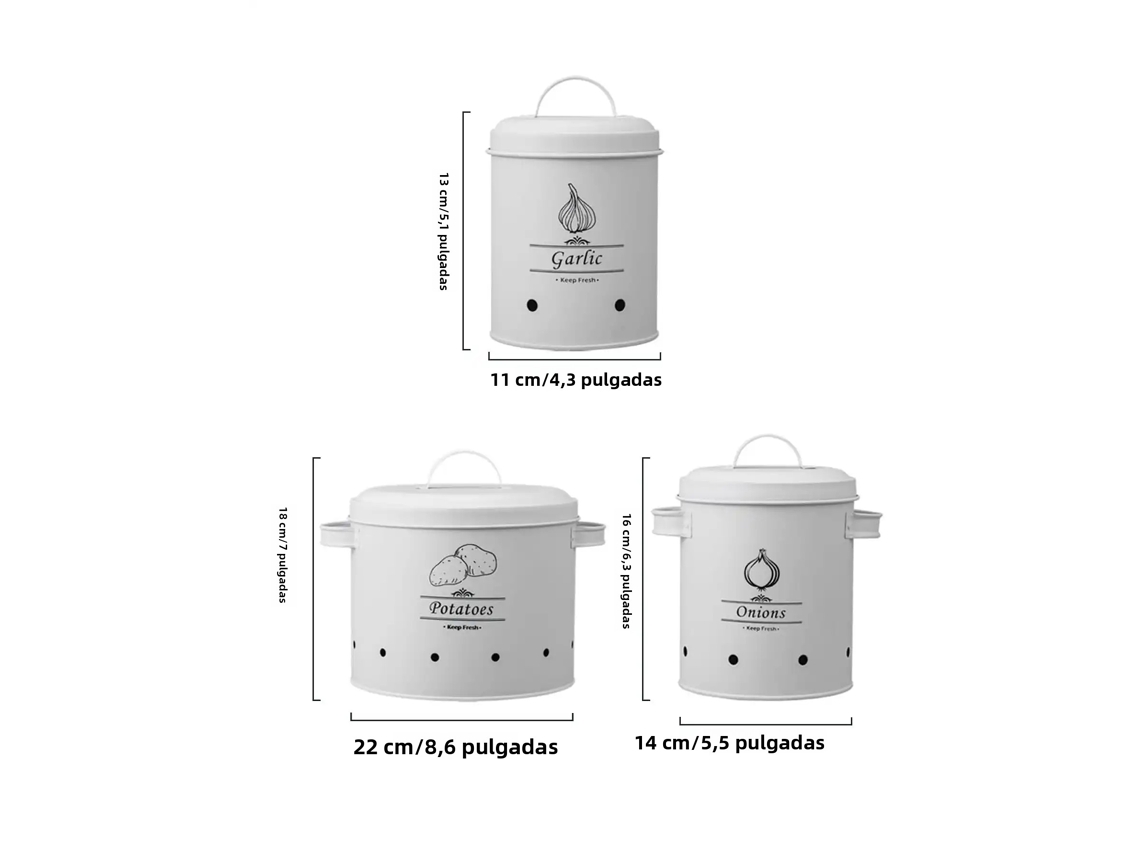 Conjunto de Três Cestos Organizadores de Cozinha , Estilo Moderno, em Metal. MDUG (branco)