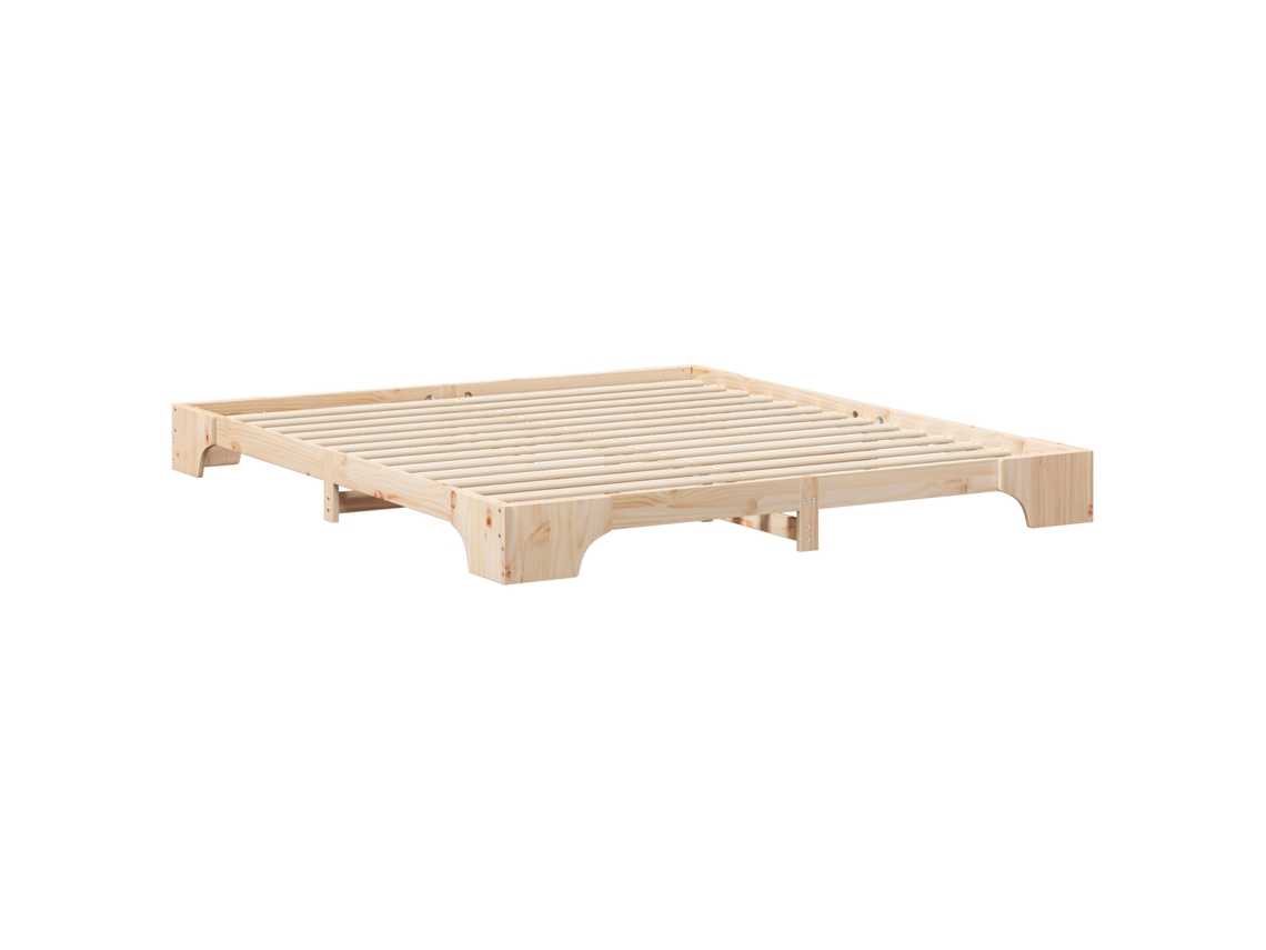 Conjunto 1 Estrutura Da Cama Vidaxl Castanho Madeira De Pinho Maciça (180 X 220 Cm)