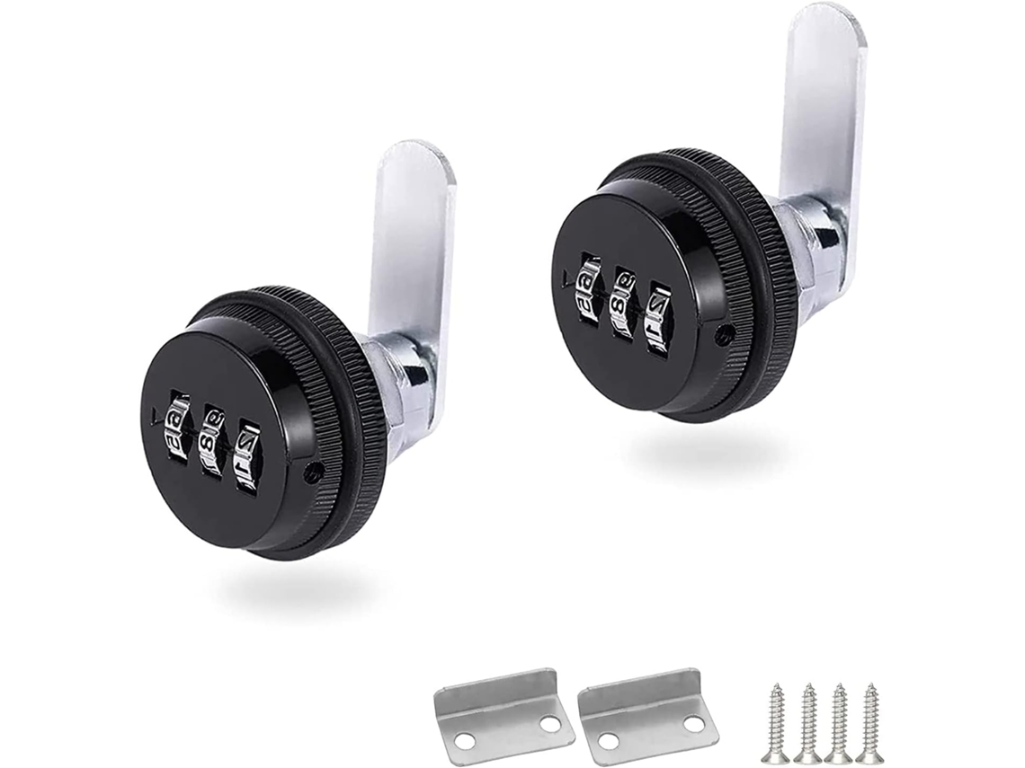 Kit 2 Fechaduras De Combinação Para Armários Reconfigurável Cofres E Caixas Correio Compatível Com Espessura 0 3 A 9 Polegadas Preta