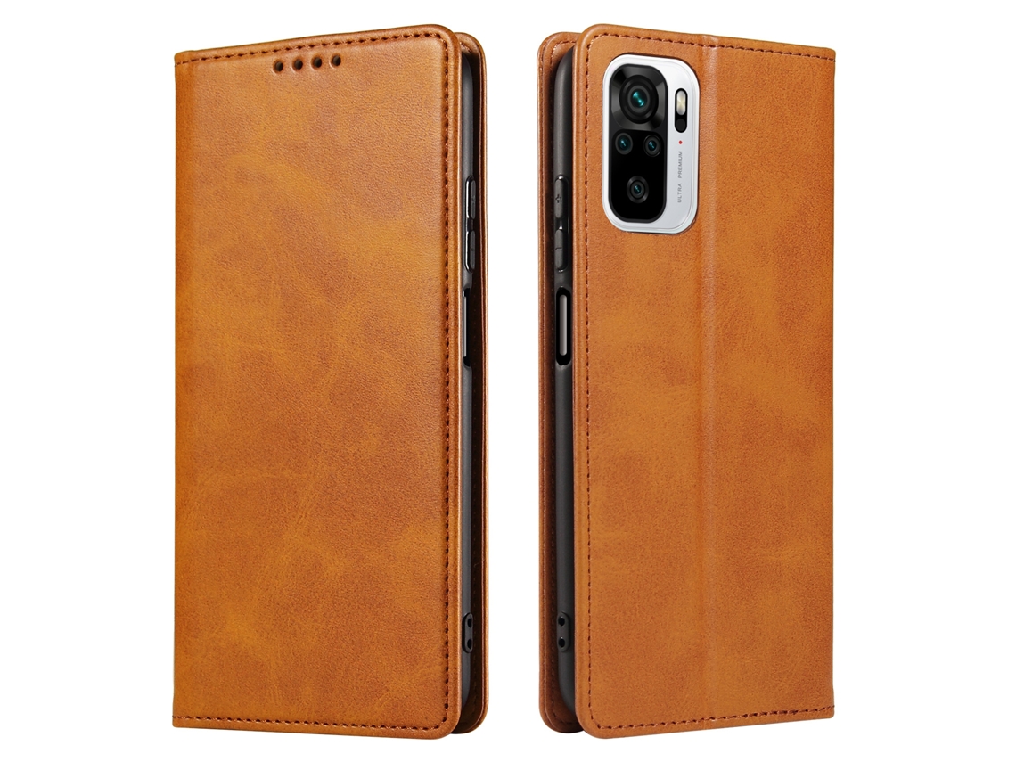 Capa Para Xiaomi Redmi Note 9s/note 9 Pro Bezerro Textura Magnética Caixa De Couro Flip Horizontal Com Titular E Cartão Slots Carteira Cáqui