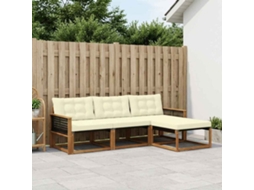 Vidaxl Conjunto De Sofás Para Exterior 4 Unid. Natural E Creme