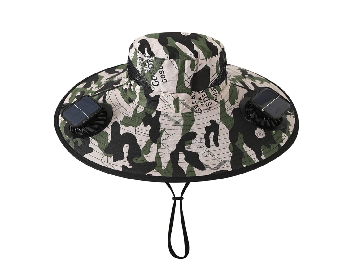 Chapéu de Sol Elétrico de Aba Larga com Ventilador MDUG (cinza Claro)