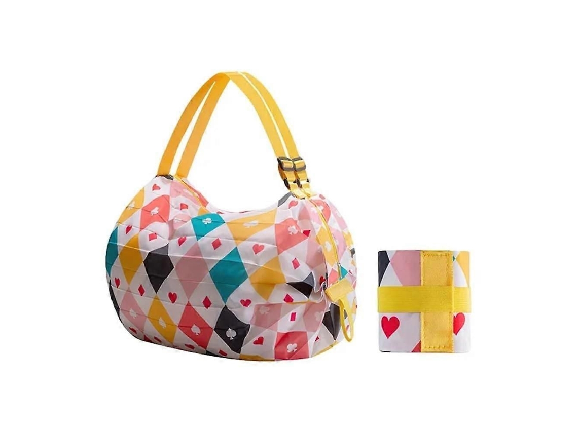 Sacola De Compras Dobrável, Grande Capacidade, Ecológica, Reutilizável, Portátil, Para Viagens, Com Amplo Espaço De Armazenamento (estampa Desliz