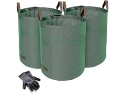 Bolsas De Resíduos Jardineiros 272l - 3 Unidades + Luvas De Jardim - Tela Industrial E Manejos - Reutilizáveis