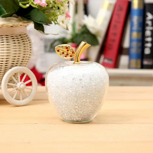 Ornamento de Maçã de Cristal, Incrustado com Diamantes, Artesanal MDUG (branco, 8cm)