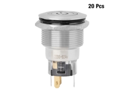 Interruptor De Botão Azul Aço Inoxidável 20pcs Sunflare