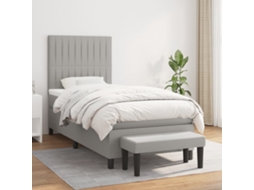 Cama Com Molas/colchão 80x200 Cm Tecido Cinza-claro